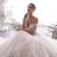 Charming Champagne Wedding Dresses 2019 A-Line / Princess Off-The-Shoulder Beading Lace Flower Short Sleeve Backless Floor-Length / Long