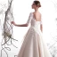 Luxury / Gorgeous Champagne Wedding Dresses 2019 A-Line / Princess Scoop Neck Beading Lace Flower 1/2 Sleeves Backless Floor-Length / Long