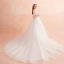 Elegant Ivory Wedding Dresses 2019 A-Line / Princess V-Neck Lace Flower Pearl 3/4 Sleeve Backless Cathedral Train