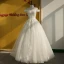 Elegant Ivory Wedding Dresses 2018 Ball Gown Appliques Pearl Off-The-Shoulder Backless Sleeveless Floor-Length / Long Wedding