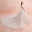 Charmant Champagner Brautkleider / Hochzeitskleider 2019 A Linie Off Shoulder Perlenstickerei Quaste Spitze Blumen Pailletten Kurze Ärmel Rückenfreies Königliche Schleppe