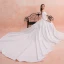 Élégant Ivoire Robe De Mariée 2019 Princesse De l'épaule Perle Faux Diamant 3/4 Manches Dos Nu Noeud Royal Train