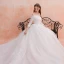 Elegant Ivory Wedding Dresses 2019 A-Line / Princess Off-The-Shoulder Lace Flower 3/4 Sleeve Backless Royal Train