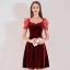 Chic / Beautiful Burgundy Suede Graduation Dresses 2019 A-Line / Princess Square Neckline Short Sleeve Backless Knee-Length Formal Dresses