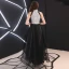 Modern / Fashion Black Evening Dresses  2019 A-Line / Princess Scoop Neck Sequins Sleeveless Floor-Length / Long Formal Dresses
