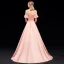 Modest / Simple Pearl Pink Evening Dresses  2019 A-Line / Princess Off-The-Shoulder Sash Short Sleeve Backless Sweep Train Formal Dresses