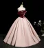 Elegant Burgundy Appliques Prom Dresses 2025 Ball Gown Off-The-Shoulder Sleeveless Backless Floor-Length / Long Prom Formal Dresses