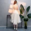 Charmant Haute Basse Champagne Robe De Cocktail 2019 Princesse Encolure Dégagée Perlage Cristal En Dentelle Fleur Manches de cloche Asymétrique Robe De Ceremonie