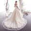 Charmant Champagne Robe De Mariée 2019 Princesse Bretelles Spaghetti Perlage Gland Paillettes En Dentelle Fleur Manches Courtes Dos Nu Cathedral Train