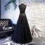 Vintage / Retro Black Prom Dresses 2019 A-Line / Princess V-Neck Sash Sleeveless Floor-Length / Long Formal Dresses