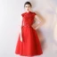 Chic / Belle Noire de retour Robe De Graduation 2019 Princesse Col Haut En Dentelle Fleur Noeud Sans Manches Dos Nu Courte Robe De Ceremonie