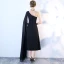 Chic / Belle Noire de retour Robe De Graduation 2018 Princesse Une épaule Avec Châle Dos Nu Sans Manches Thé Longueur Robe De Ceremonie
