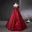 Classy Burgundy Ball Gown Prom Dresses 2025 Off-The-Shoulder Short Sleeve Backless Floor-Length / Long Prom Formal Dresses