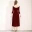 Chic / Beautiful Burgundy Homecoming Graduation Dresses 2019 A-Line / Princess Suede V-Neck Bow 3/4 Sleeve Backless Tea-length Formal Dresses