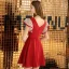 Chic / Beautiful Burgundy Homecoming Graduation Dresses 2019 A-Line / Princess V-Neck Spotted Short Sleeve Backless Short Formal Dresses