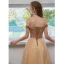 Scintillantes Sexy Champagne Paillettes Cocktail Robe De Cocktail 2021 Princesse De l'épaule Sans Manches Dos Nu Thé Longueur Robe De Ceremonie
