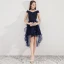 Chic / Beautiful Burgundy Cocktail Dresses 2019 A-Line / Princess V-Neck Sleeveless Ruffle Asymmetrical Formal Dresses