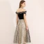 Chic / Beautiful Black Homecoming Graduation Dresses 2019 A-Line / Princess Off-The-Shoulder Suede Appliques Lace Spotted Sleeveless Backless Tea-length Formal Dresses