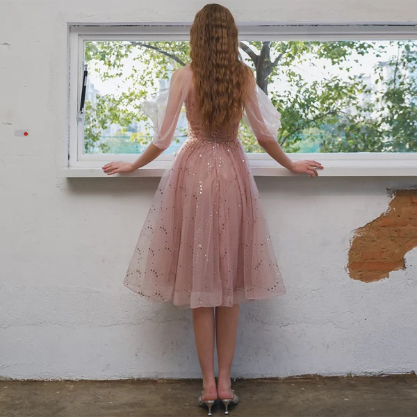Chic Beautiful Blushing Pink Homecoming Graduation Dresses 2021 A-Line Princess Scoop Chic Beautiful Blushing Pink Homecoming Graduation Dresses 2021 A-Line Princess Scoop
