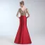 Luxury / Gorgeous Burgundy Evening Dresses  2019 Trumpet / Mermaid V-Neck Lace Sequins 1/2 Sleeves Backless Floor-Length / Long Formal Dresses
