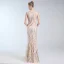Chic / Beautiful Champagne Evening Dresses  2019 A-Line / Princess Scoop Neck Sequins Sleeveless Floor-Length / Long Formal Dresses