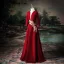 Vintage / Retro Red Beading Lace Flower Velvet Prom Dresses 2025 A-Line / Princess V-Neck Long Sleeve Backless Floor-Length / Long Prom Formal Dresses