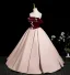 Elegant Burgundy Appliques Prom Dresses 2025 Ball Gown Off-The-Shoulder Sleeveless Backless Floor-Length / Long Prom Formal Dresses