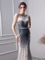 Luxus Gradient Farve Håndlavet Beading Selskabskjoler 2019 Havfrue Scoop Neck Krystal Ærmeløs Lange Kjoler