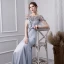 Luxury / Gorgeous Silver Handmade  Beading Evening Dresses  2019 Trumpet / Mermaid Scoop Neck Pearl Tassel Crystal Sequins Short Sleeve Sweep Train Formal Dresses