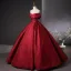 Classy Burgundy Ball Gown Prom Dresses 2025 Off-The-Shoulder Short Sleeve Backless Floor-Length / Long Prom Formal Dresses