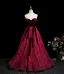 Vintage / Retro Burgundy Bow Prom Dresses 2025 Ball Gown Strapless Sleeveless Backless Floor-Length / Long Formal Dresses