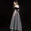 Elegant Svart Selskapskjoler 2019 Prinsesse Suede Av Skulderen Glitter Polyester Korte Ermer Ryggløse Lange Formelle Kjoler
