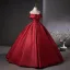 Classy Burgundy Ball Gown Prom Dresses 2025 Off-The-Shoulder Short Sleeve Backless Floor-Length / Long Prom Formal Dresses