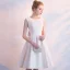 Chic / Beautiful Champagne Homecoming Graduation Dresses 2018 A-Line / Princess Bow Scoop Neck Sleeveless Knee-Length Formal Dresses