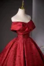 Classy Burgundy Ball Gown Prom Dresses 2025 Off-The-Shoulder Short Sleeve Backless Floor-Length / Long Prom Formal Dresses
