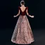 Elegant Burgundy Evening Dresses  2019 A-Line / Princess Square Neckline Suede Sleeveless Backless Printing Floor-Length / Long Formal Dresses