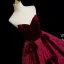 Vintage / Retro Burgundy Bow Prom Dresses 2025 Ball Gown Strapless Sleeveless Backless Floor-Length / Long Formal Dresses