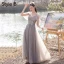 Fashion Grey Bridesmaid Dresses 2021 A-Line / Princess Scoop Neck Beading Rhinestone Sequins Lace Flower Short Sleeve Backless Floor-Length / Long Bridesmaid Wedding Party Dresses