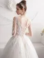 Chic / Beautiful Ivory Wedding Dresses 2019 A-Line / Princess V-Neck Beading Pearl Lace Flower 3/4 Sleeve Backless Floor-Length / Long