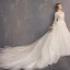 Eleganckie Szampan Suknie Ślubne 2019 Princessa Wysokiej Szyi Frezowanie Perła Kutas Z Koronki Kwiat Długie Rękawy Bez Pleców Trenem Katedra