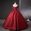 Classy Burgundy Ball Gown Prom Dresses 2025 Off-The-Shoulder Short Sleeve Backless Floor-Length / Long Prom Formal Dresses