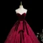 Vintage / Retro Burgundy Bow Prom Dresses 2025 Ball Gown Strapless Sleeveless Backless Floor-Length / Long Formal Dresses