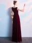 Chic / Beautiful Burgundy Evening Dresses  2019 A-Line / Princess V-Neck Long Sleeve Floor-Length / Long Formal Dresses