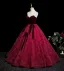 Vintage / Retro Burgundy Bow Prom Dresses 2025 Ball Gown Strapless Sleeveless Backless Floor-Length / Long Formal Dresses