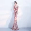 Sexy Burgundy Champagne Formal Dresses 2018 Trumpet / Mermaid Sequins V-Neck Backless Sleeveless Floor-Length / Long Evening Dresses
