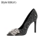 Scintillantes Noire Soirée Paillettes Faux Diamant Escarpins 2021 Cuir 10 cm Talons Aiguilles À Bout Pointu Escarpins Talons Hauts