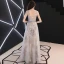 Chic / Beautiful Grey Evening Dresses  2019 A-Line / Princess V-Neck Crystal Lace Flower Bow Sleeveless Backless Floor-Length / Long Formal Dresses