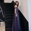Elegant Grape Evening Dresses  2019 A-Line / Princess Off-The-Shoulder Beading Crystal Sequins Short Sleeve Backless Floor-Length / Long Formal Dresses