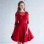 Chic / Beautiful Sky Blue Homecoming Graduation Dresses 2018 A-Line / Princess Appliques Scoop Neck Backless 1/2 Sleeves Short Formal Dresses