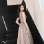 Charmant Dégradé De Couleur Robe De Soirée 2019 Princesse Encolure Dégagée Glitter Polyester Faux Diamant Sans Manches Dos Nu Longue Robe De Ceremonie
